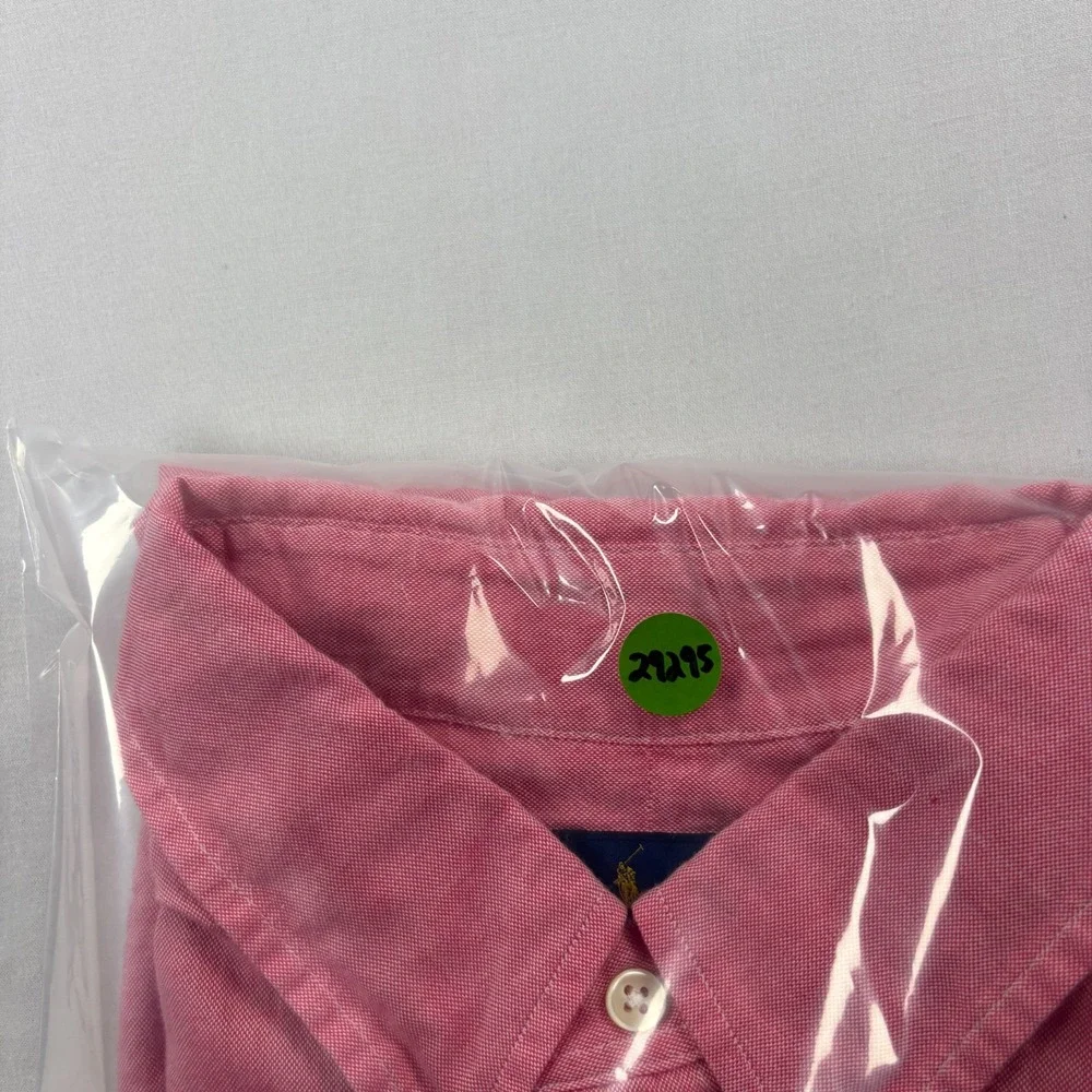 Polo Ralph Lauren Shirt Mens XLT Tall Pink Chambray Oxford Flesh Pony Button Up